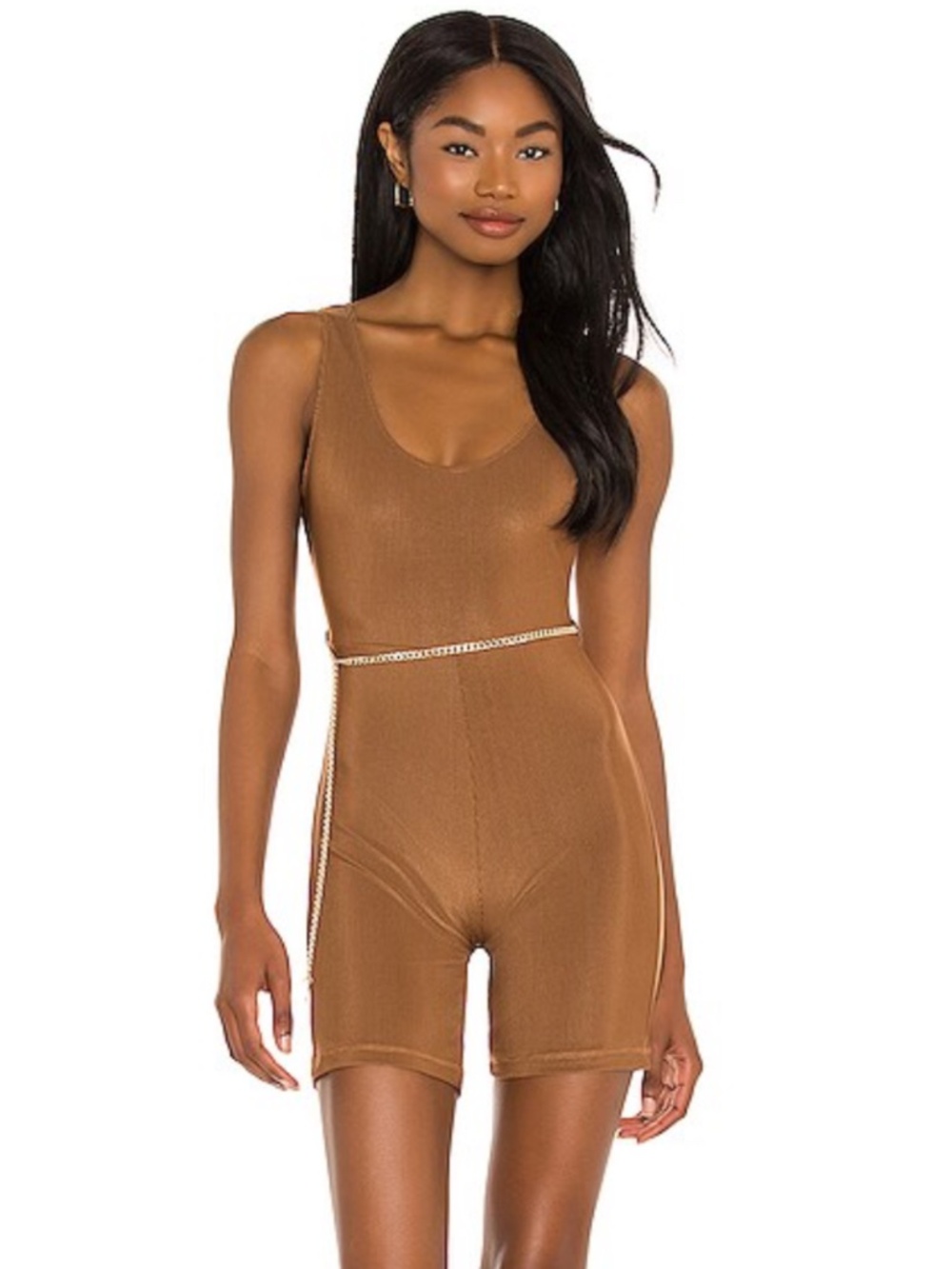 WeWoreWhat Ribbed Chain Detail Romper – Size S